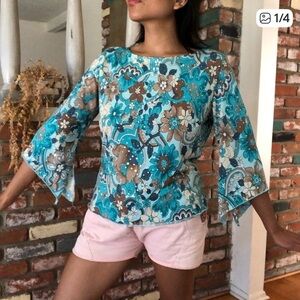 Vintage Y2K Fairycore Floral Rhinestone Top